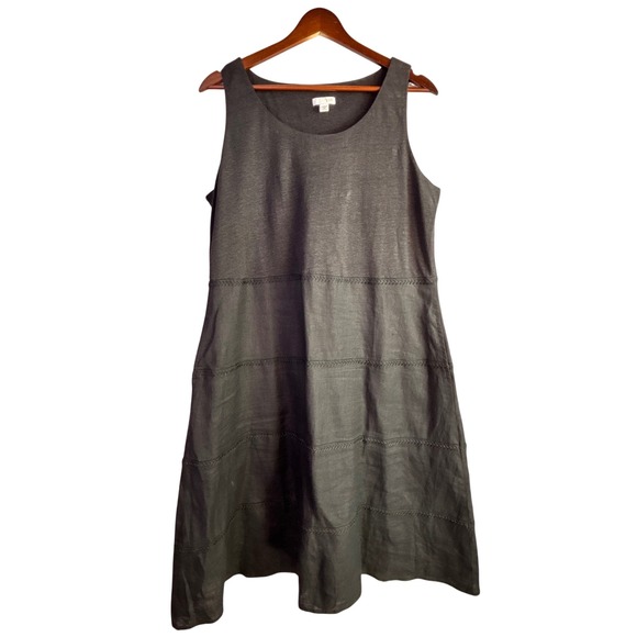 J. Jill Dresses & Skirts - Lagenlook Coastal 100% Linen Midi Dress J. Jill M Petite Black Sleeveless A-line